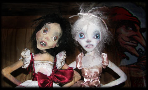 Two ghost dolls enemies, Annabel Lee and Ratgirl from Ravensbreath