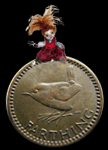 Molly ghost rocking on a farthing coin