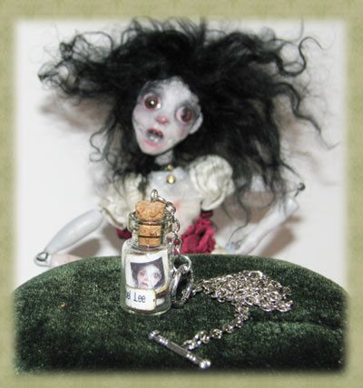 Annabel Lee with haunted bottle of ghost